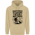 Happiness is Hiking With My Dog Funny Mens 80% Cotton Hoodie Sand