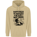 Happiness is Hiking With My Dog Funny Mens 80% Cotton Hoodie Sand