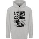 Happiness is Hiking With My Dog Funny Mens 80% Cotton Hoodie Sports Grey