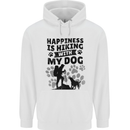 Happiness is Hiking With My Dog Funny Mens 80% Cotton Hoodie White
