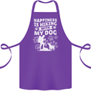 Happiness is Hiking With My Dog Funny Trekking Cotton Apron 100% Organic Purple