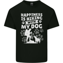 Happiness is Hiking With My Dog Funny Trekking Mens Cotton T-Shirt Tee Top Black