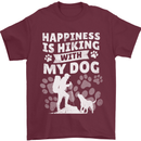 Happiness is Hiking With My Dog Funny Trekking Mens T-Shirt 100% Cotton Maroon