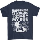 Happiness is Hiking With My Dog Funny Trekking Mens T-Shirt 100% Cotton Navy Blue