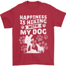 Happiness is Hiking With My Dog Funny Trekking Mens T-Shirt 100% Cotton Red