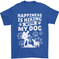 Happiness is Hiking With My Dog Funny Trekking Mens T-Shirt 100% Cotton Royal Blue