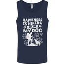 Happiness is Hiking With My Dog Funny Trekking Mens Vest Tank Top Navy Blue
