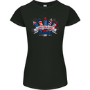 Happy 4th of July Fireworks Independence Day Womens Petite Cut T-Shirt Black