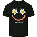 Happy Breakfast Face Funny Bacon Food Kids T-Shirt Childrens Black