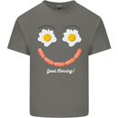 Happy Breakfast Face Funny Bacon Food Kids T-Shirt Childrens Charcoal