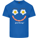 Happy Breakfast Face Funny Bacon Food Kids T-Shirt Childrens Royal Blue