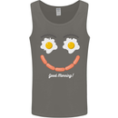 Happy Breakfast Face Funny Bacon Food Mens Vest Tank Top Charcoal