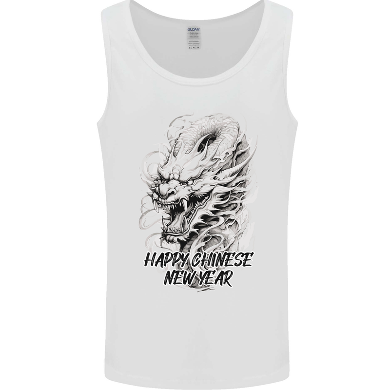 Happy Chinese New Year Dragon Mens Vest Tank Top White
