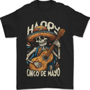 Happy Cinco De Mayo Day Mexico Skull Guitar Mens T-Shirt 100% Cotton Black