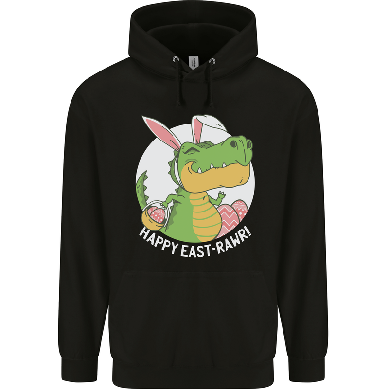 Happy East-RAWR Funny Easter T-Rex Mens 80% Cotton Hoodie Black