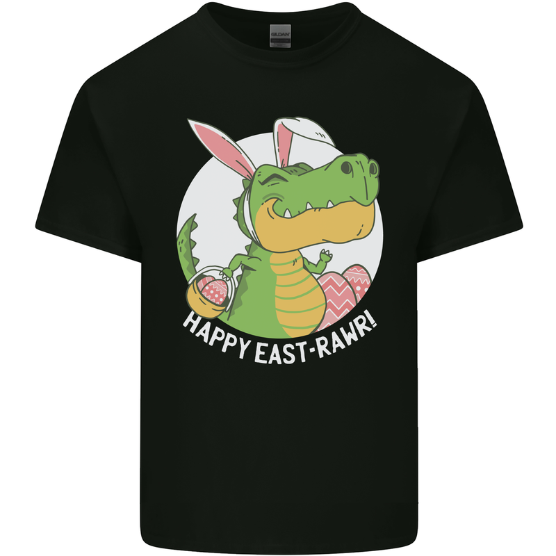 Happy East-RAWR Funny Easter T-Rex Mens Cotton T-Shirt Tee Top Black