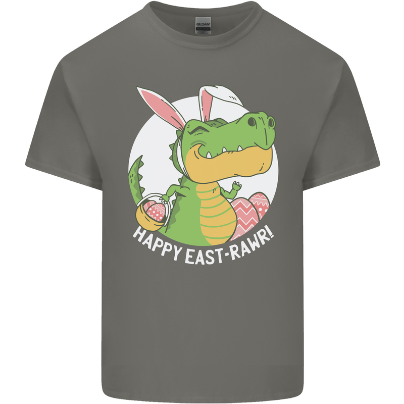Happy East-RAWR Funny Easter T-Rex Mens Cotton T-Shirt Tee Top Charcoal
