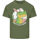 Happy East-RAWR Funny Easter T-Rex Mens Cotton T-Shirt Tee Top Military Green