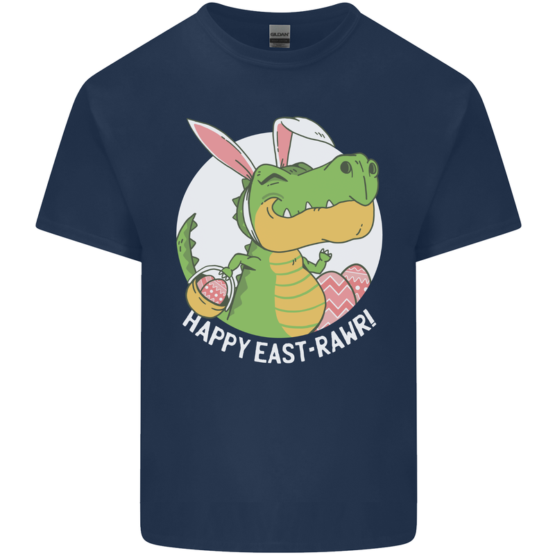 Happy East-RAWR Funny Easter T-Rex Mens Cotton T-Shirt Tee Top Navy Blue