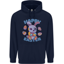 Happy Easter Bunny Mens 80% Cotton Hoodie Navy Blue