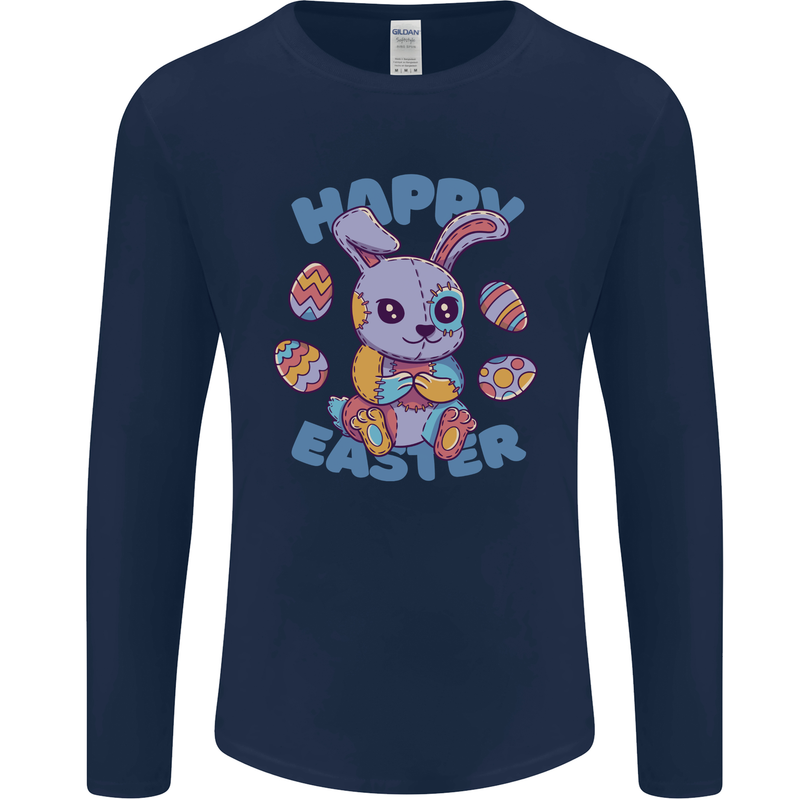 Happy Easter Bunny Mens Long Sleeve T-Shirt Navy Blue
