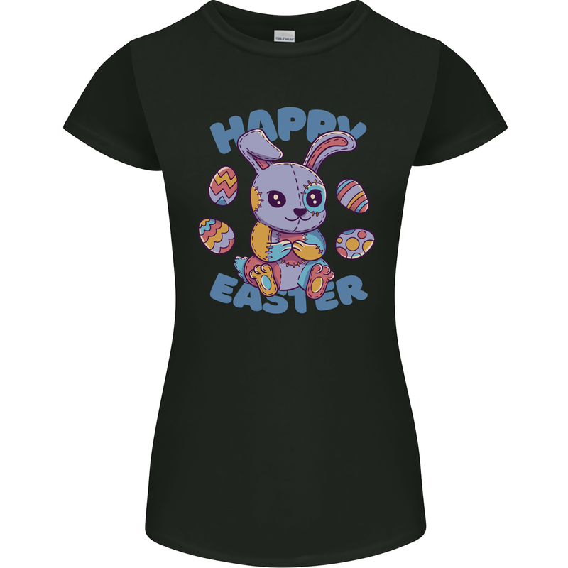 Happy Easter Bunny Womens Petite Cut T-Shirt Black