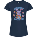 Happy Easter Bunny Womens Petite Cut T-Shirt Navy Blue