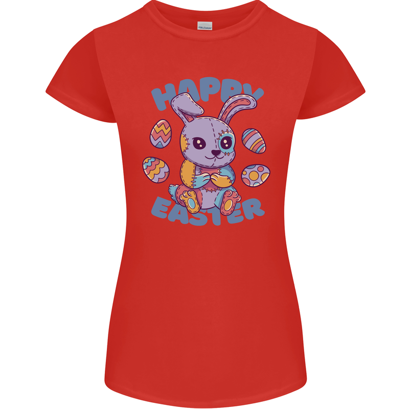 Happy Easter Bunny Womens Petite Cut T-Shirt Red