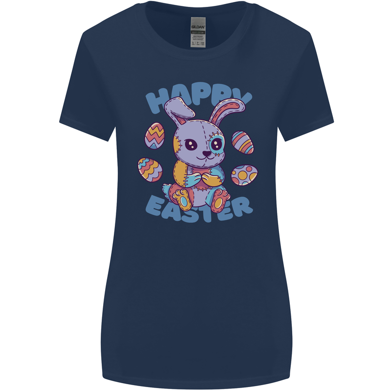 Happy Easter Bunny Womens Wider Cut T-Shirt Navy Blue