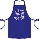 Happy Easter Cool Rabbit Ears and Feet Cotton Apron 100% Organic Royal Blue