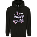 Happy Easter Cool Rabbit Ears and Feet Mens 80% Cotton Hoodie Black