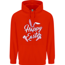 Happy Easter Cool Rabbit Ears and Feet Mens 80% Cotton Hoodie Bright Red