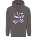 Happy Easter Cool Rabbit Ears and Feet Mens 80% Cotton Hoodie Charcoal