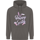 Happy Easter Cool Rabbit Ears and Feet Mens 80% Cotton Hoodie Charcoal