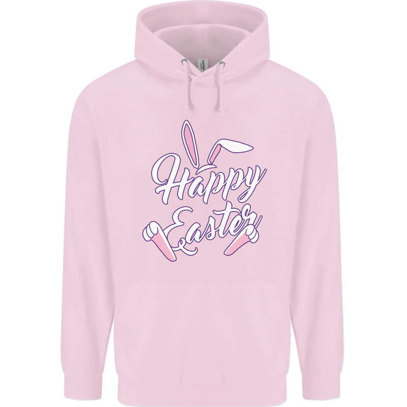 Happy Easter Cool Rabbit Ears and Feet Mens 80% Cotton Hoodie Light Pink