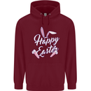 Happy Easter Cool Rabbit Ears and Feet Mens 80% Cotton Hoodie Maroon