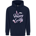 Happy Easter Cool Rabbit Ears and Feet Mens 80% Cotton Hoodie Navy Blue