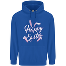 Happy Easter Cool Rabbit Ears and Feet Mens 80% Cotton Hoodie Royal Blue