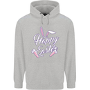 Happy Easter Cool Rabbit Ears and Feet Mens 80% Cotton Hoodie Sports Grey