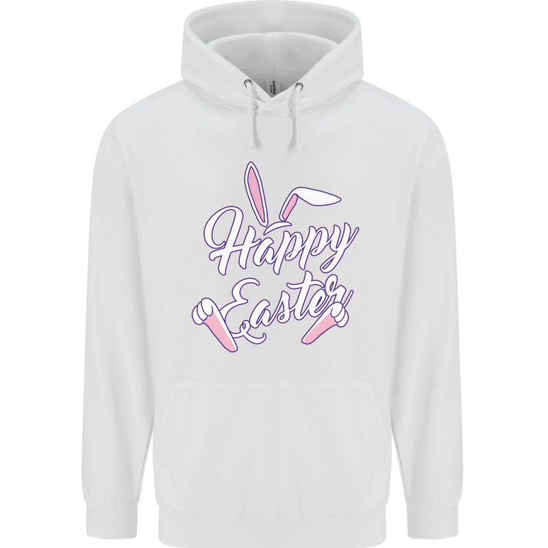 Happy Easter Cool Rabbit Ears and Feet Mens 80% Cotton Hoodie White