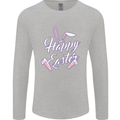 Happy Easter Cool Rabbit Ears and Feet Mens Long Sleeve T-Shirt Sports Grey
