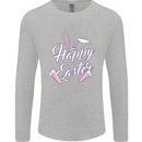 Happy Easter Cool Rabbit Ears and Feet Mens Long Sleeve T-Shirt Sports Grey