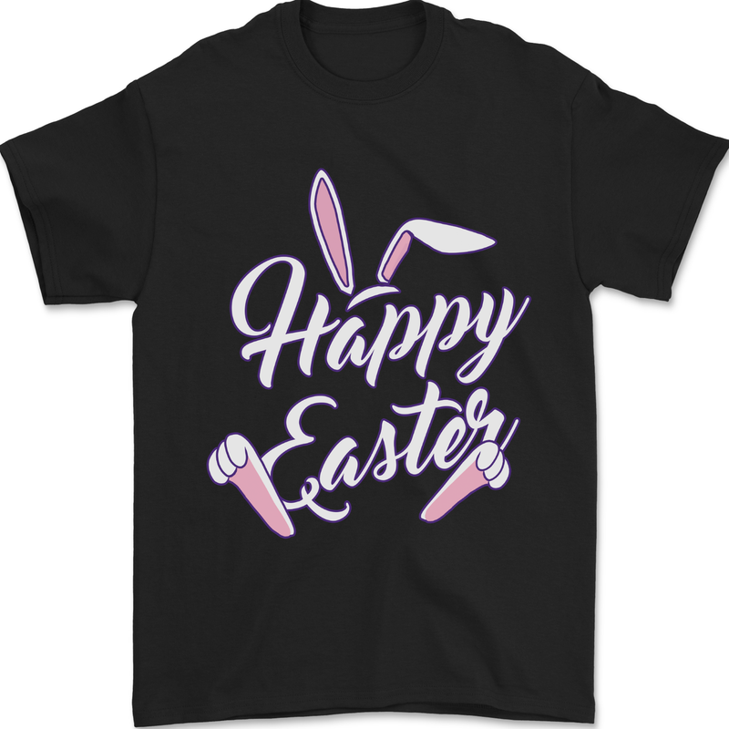 Happy Easter Cool Rabbit Ears and Feet Mens T-Shirt 100% Cotton Black