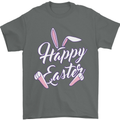 Happy Easter Cool Rabbit Ears and Feet Mens T-Shirt 100% Cotton Charcoal