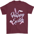 Happy Easter Cool Rabbit Ears and Feet Mens T-Shirt 100% Cotton Maroon