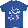 Happy Easter Cool Rabbit Ears and Feet Mens T-Shirt 100% Cotton Royal Blue