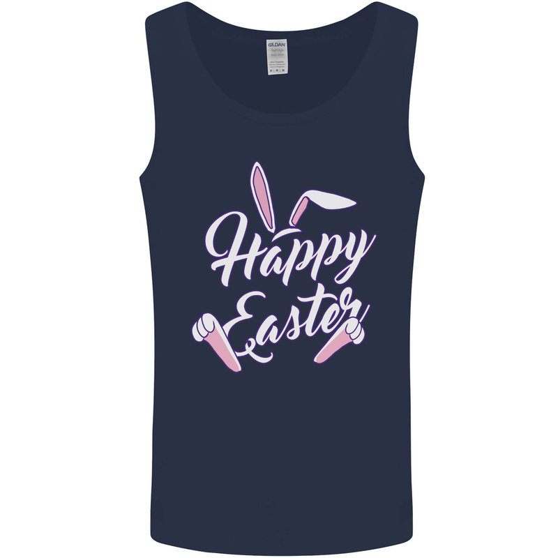 Happy Easter Cool Rabbit Ears and Feet Mens Vest Tank Top Navy Blue