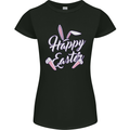 Happy Easter Cool Rabbit Ears and Feet Womens Petite Cut T-Shirt Black