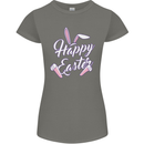 Happy Easter Cool Rabbit Ears and Feet Womens Petite Cut T-Shirt Charcoal