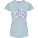 Happy Easter Cool Rabbit Ears and Feet Womens Petite Cut T-Shirt Light Blue